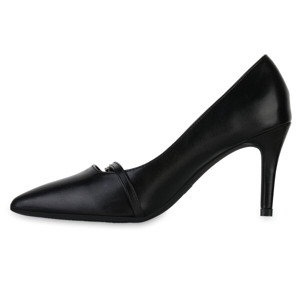 Stiefelparadies Damen Spitze Pumps in Schwarz