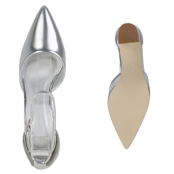 Stiefelparadies Damen Spitze Pumps In Silber