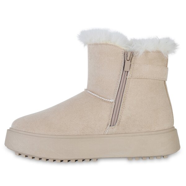 Stiefelparadies Damen Winter Boots in Beige