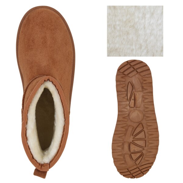 Stiefelparadies Damen Winter Boots In Hellbraun