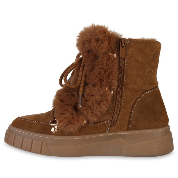 Stiefelparadies Damen Winter Boots in Hellbraun