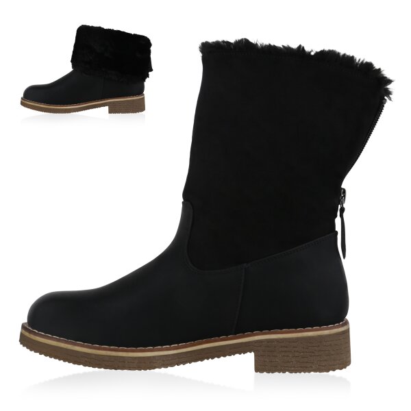 Stiefelparadies Damen Winter Boots in Schwarz