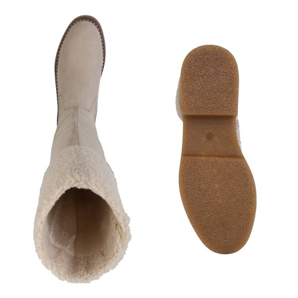 Stiefelparadies Damen Winterstiefel In Beige