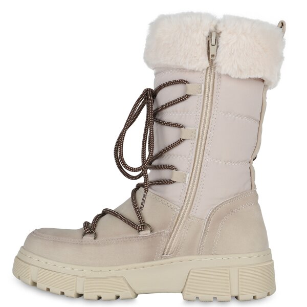 Stiefelparadies Damen Winterstiefel in Beige