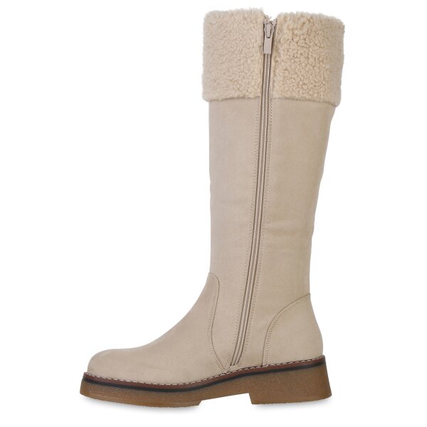 Stiefelparadies Damen Winterstiefel in Beige