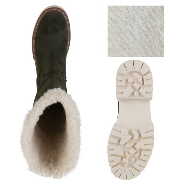 Stiefelparadies Damen Winterstiefel In Olivgrün
