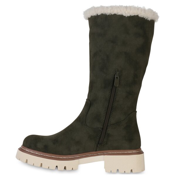 Stiefelparadies Damen Winterstiefel in Olivgrün
