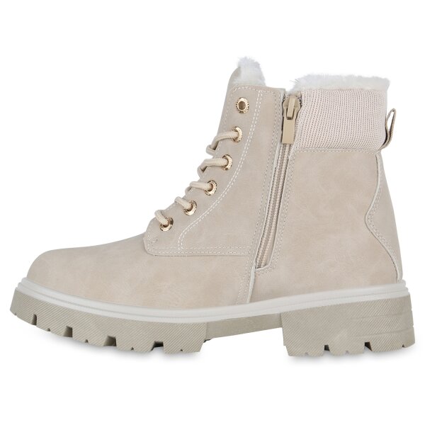 Stiefelparadies Damen Worker Boots in Beige