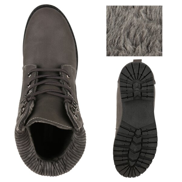 Stiefelparadies Damen Worker Boots In Dunkelgrau