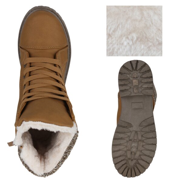 Stiefelparadies Damen Worker Boots In Hellbraun