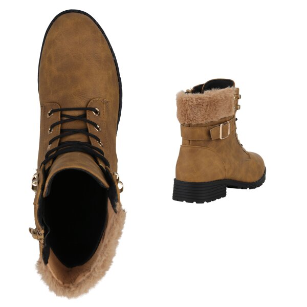 Stiefelparadies Damen Worker Boots In Hellbraun