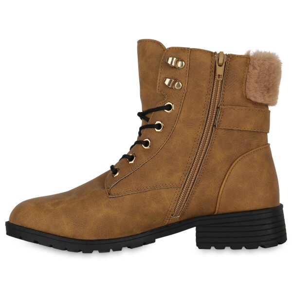 Stiefelparadies Damen Worker Boots in Hellbraun