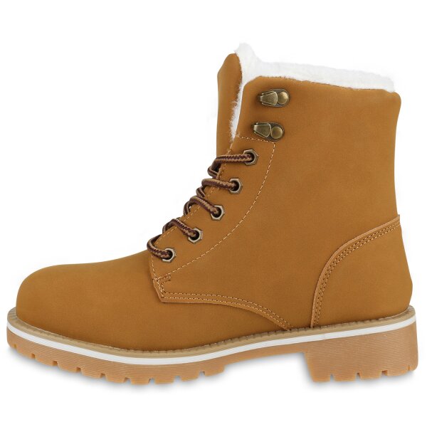 Stiefelparadies Damen Worker Boots in Hellbraun