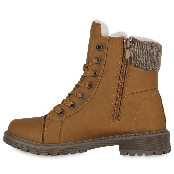 Stiefelparadies Damen Worker Boots in Hellbraun