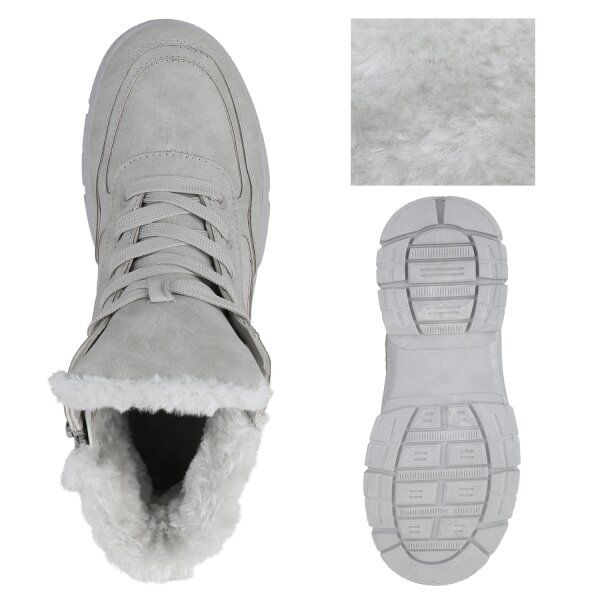 Stiefelparadies Damen Worker Boots In Hellgrau