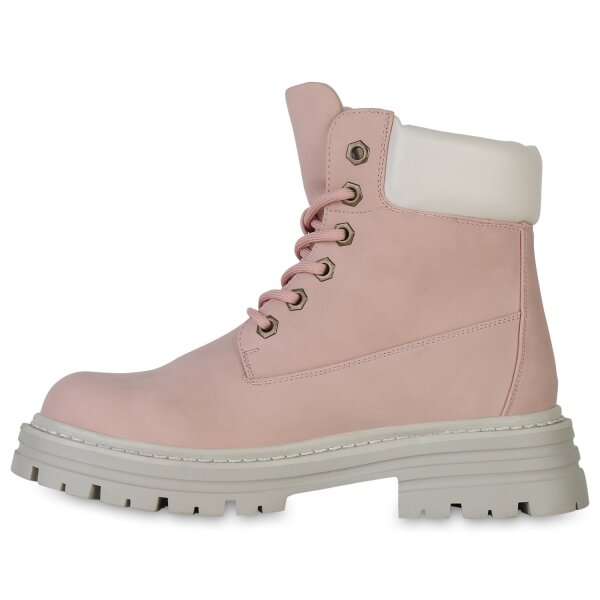 Stiefelparadies Damen Worker Boots in Rosa