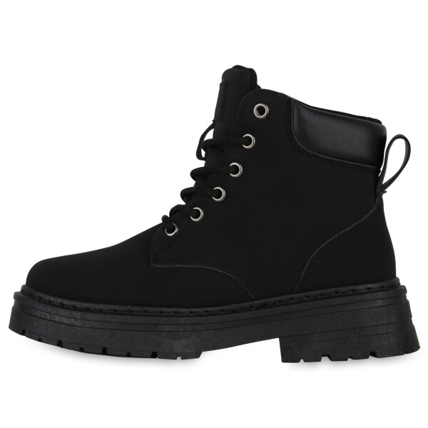 Stiefelparadies Damen Worker Boots in Schwarz
