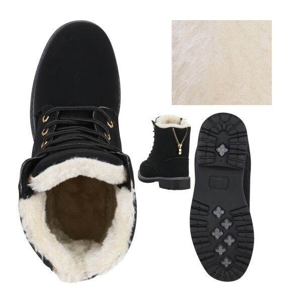 Stiefelparadies Damen Worker Boots In Schwarz