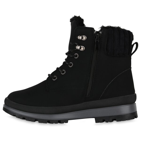 Stiefelparadies Damen Worker Boots in Schwarz
