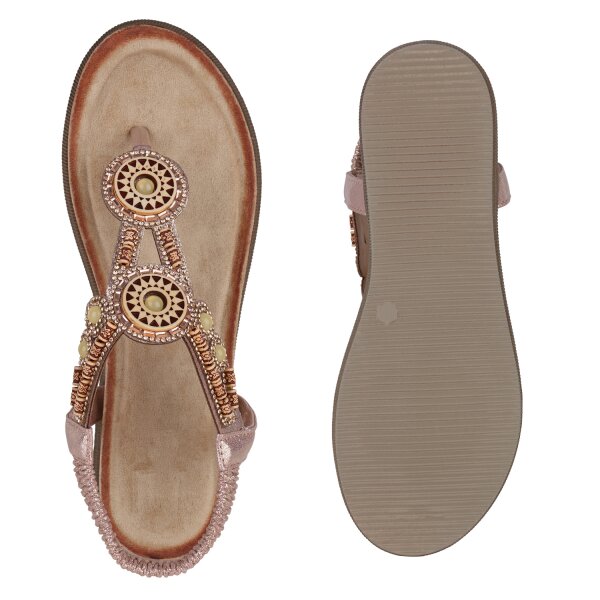 Stiefelparadies Damen Zehentrenner In Rose Gold