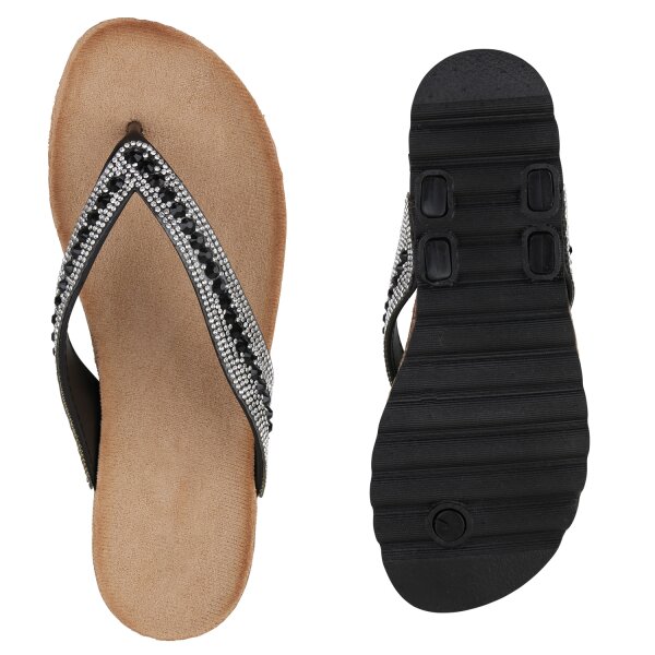 Stiefelparadies Damen Zehentrenner In Schwarz