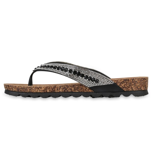 Stiefelparadies Damen Zehentrenner in Schwarz