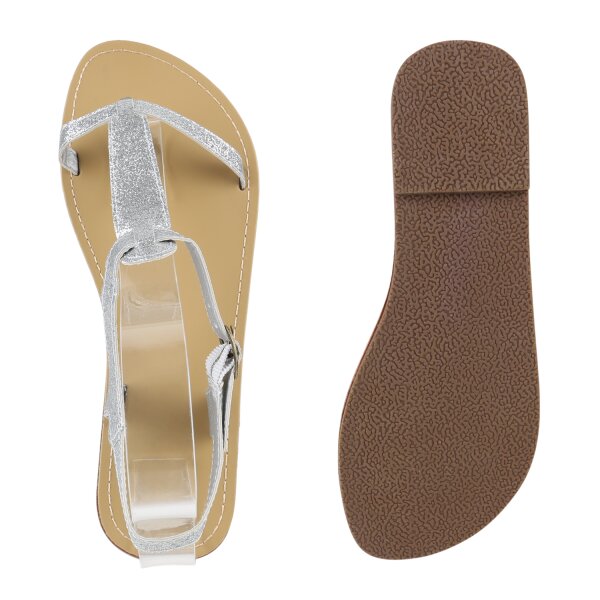 Stiefelparadies Damen Zehentrenner In Silber