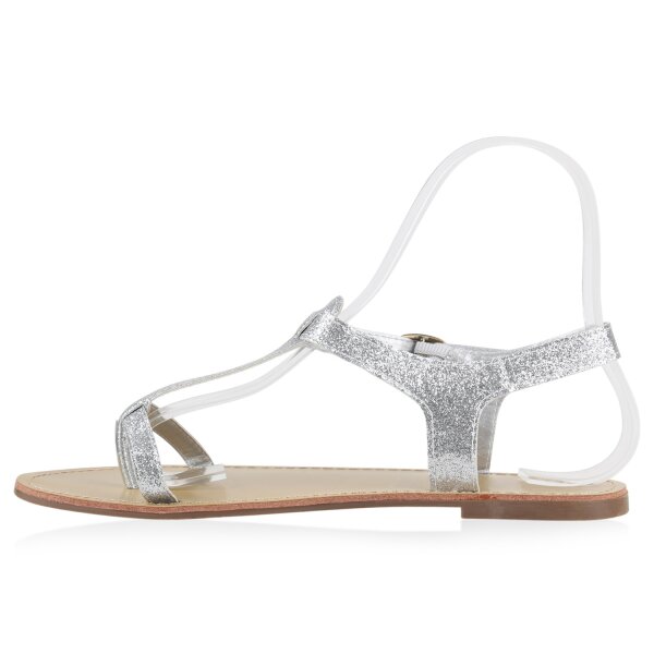 Stiefelparadies Damen Zehentrenner in Silber