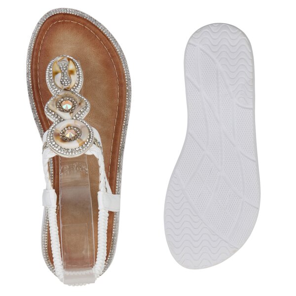 Stiefelparadies Damen Zehentrenner In Weiss