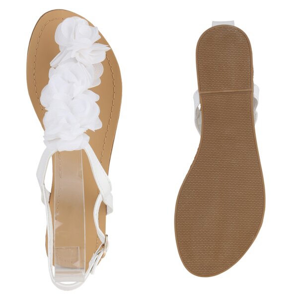 Stiefelparadies Damen Zehentrenner In Weiss