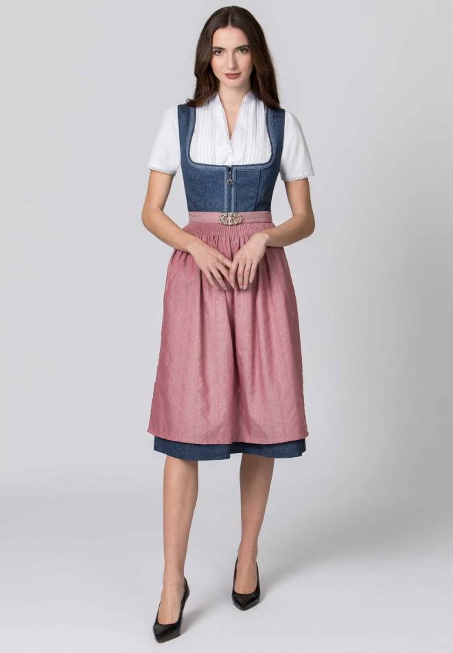 Stockerpoint Dirndl Roseline blau-altrosa 30