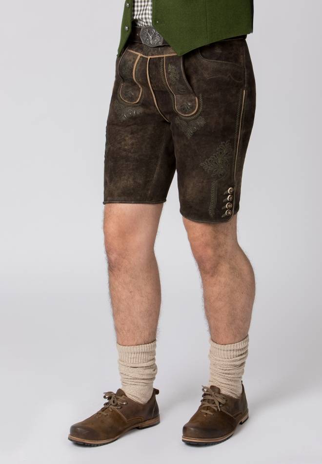 Stockerpoint Lederhose Bertl Braun Gespeckt 44