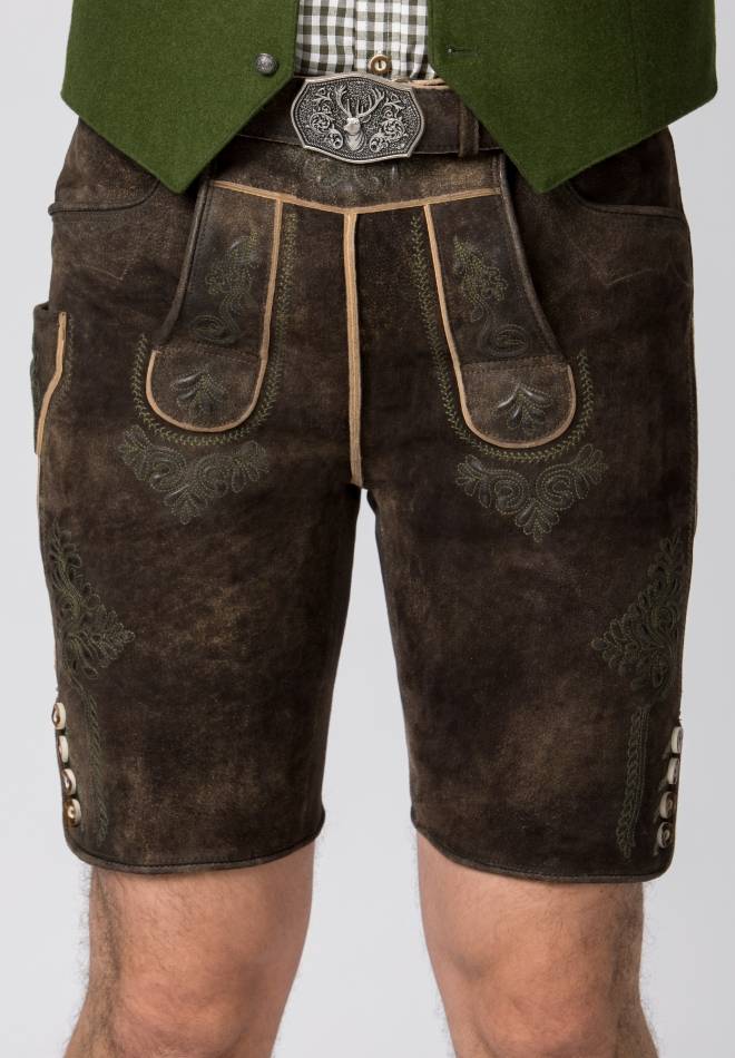 Stockerpoint Lederhose Bertl Braun Gespeckt 44