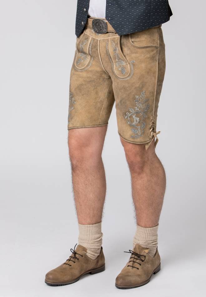 Stockerpoint Lederhose Girgl Senf Gespeckt-grau 44