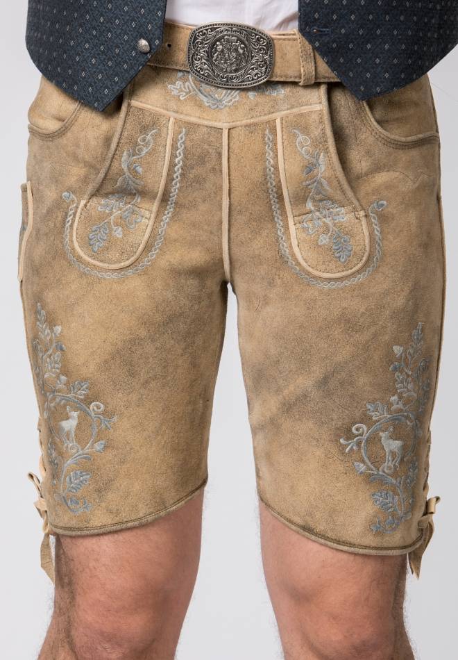 Stockerpoint Lederhose Girgl Senf Gespeckt-grau 44