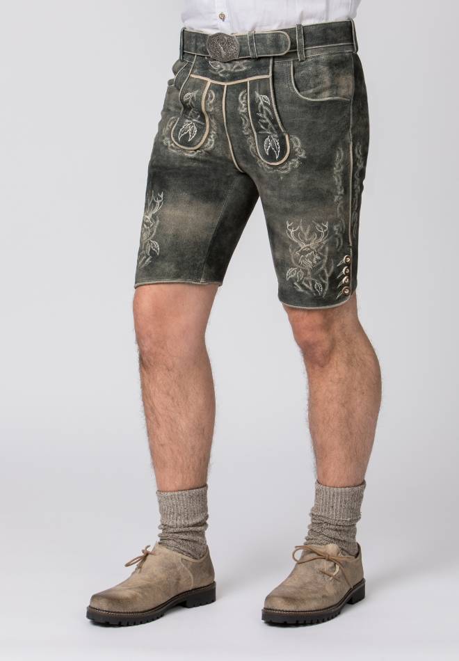 Stockerpoint Lederhose Lee Grau Gespeckt 58