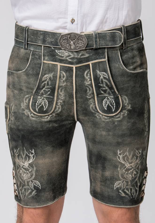 Stockerpoint Lederhose Lee Grau Gespeckt 58