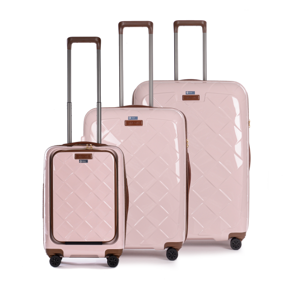 Stratic Leather&More - Koffer-Set 3-teilig (S mit Vortasche, M, L) rose