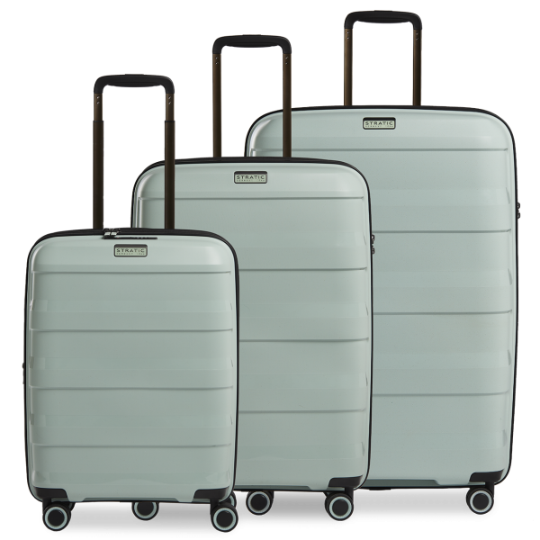 Stratic STRAW + - Koffer-Set 3-teilig Hartschalen-Koffer (S, M, L), 4 Rollen, TSA Schloss, umweltfreundlich black