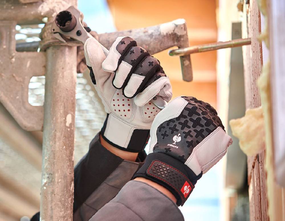 Strauss 3x Leder-Montagehandschuhe ergo+vintage Football