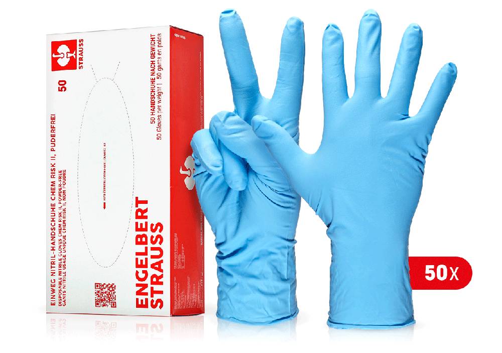 Strauss Einweg Nitril-Handschuhe Chem Risk II,puderfrei