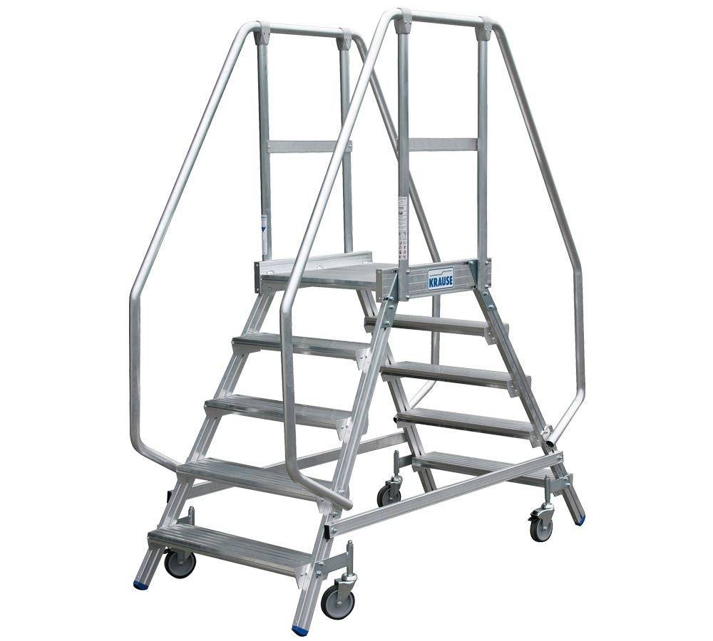 Strauss KRAUSE Podest Leiter Fahrbar, Beidseitig Begehbar