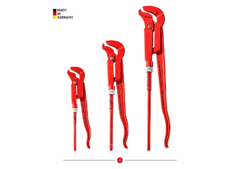 Strauss Aktion: Eckrohrzangen S-Maul Satz, 3tlg