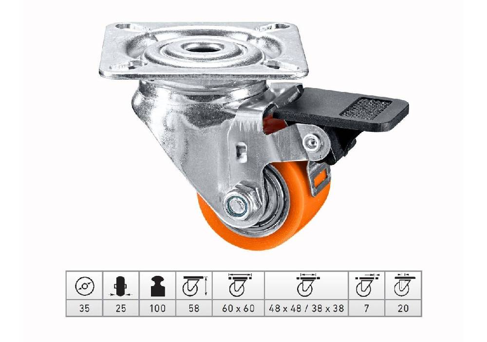Strauss Kompaktrollen mit Platte, mit Feststeller