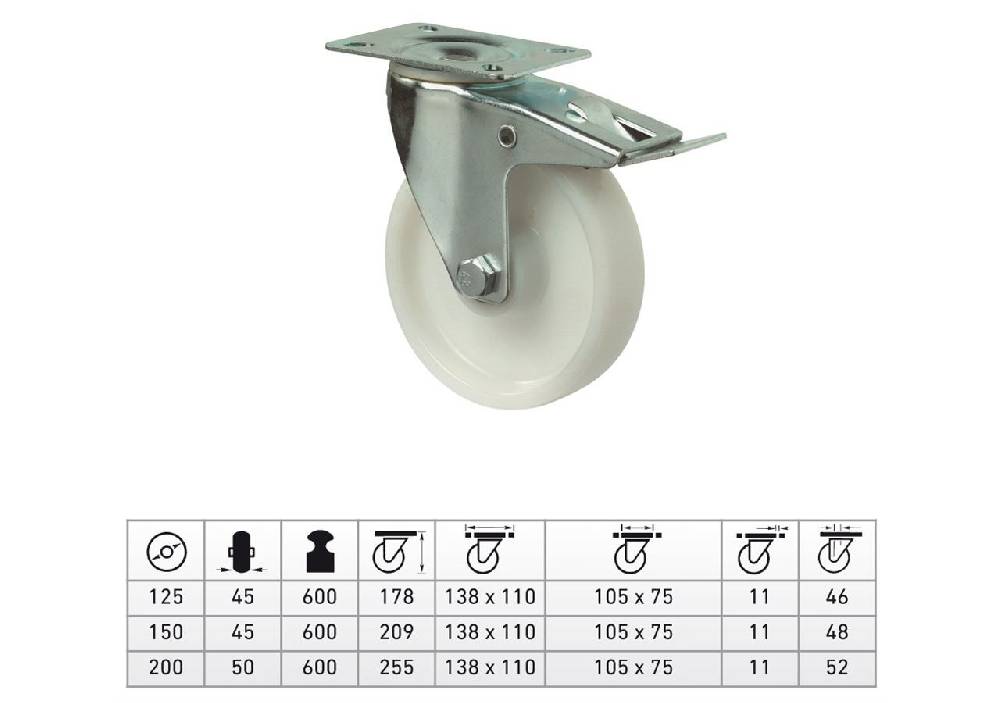 Strauss Transportgeräte-Schwerlast-Lenkrolle + Feststeller