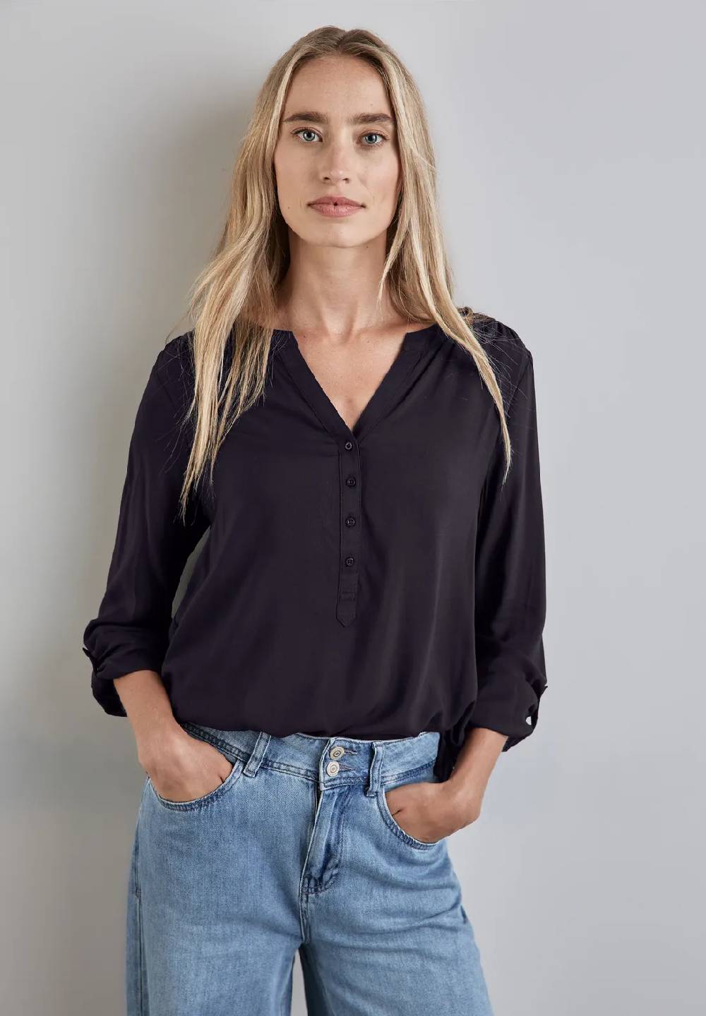 Street One Basic Bluse in Unifarbe