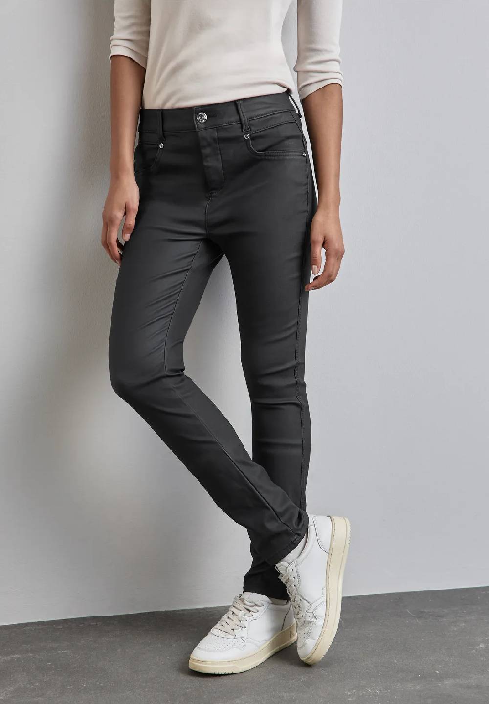 Street One Beschichtete Hose im Slim Fit
