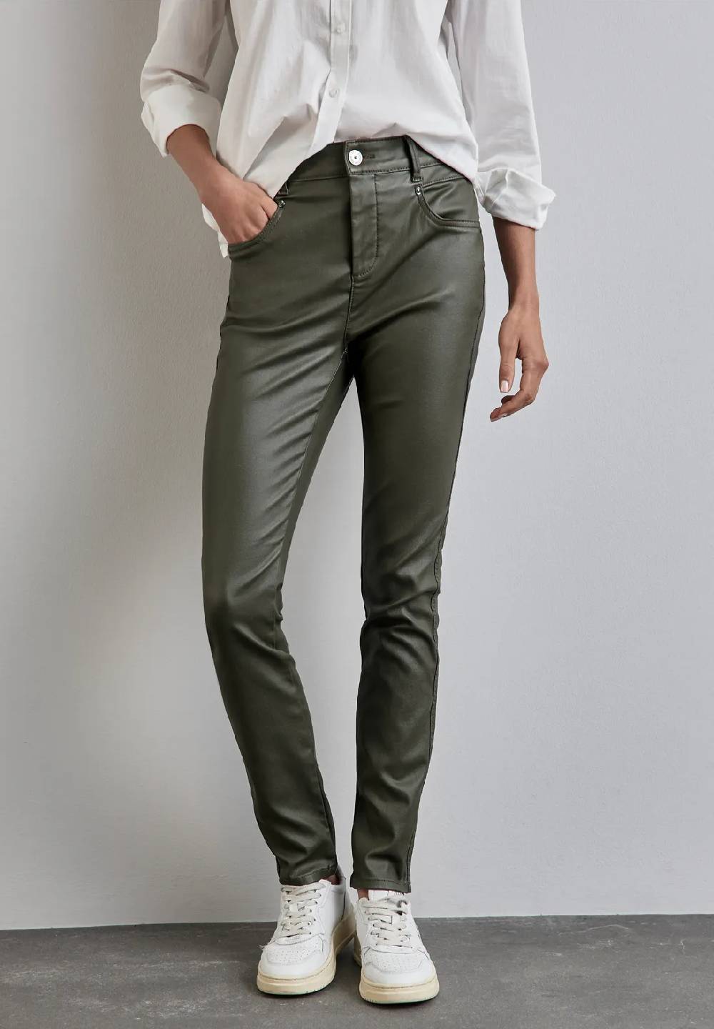 Street One Beschichtete Hose im Slim Fit