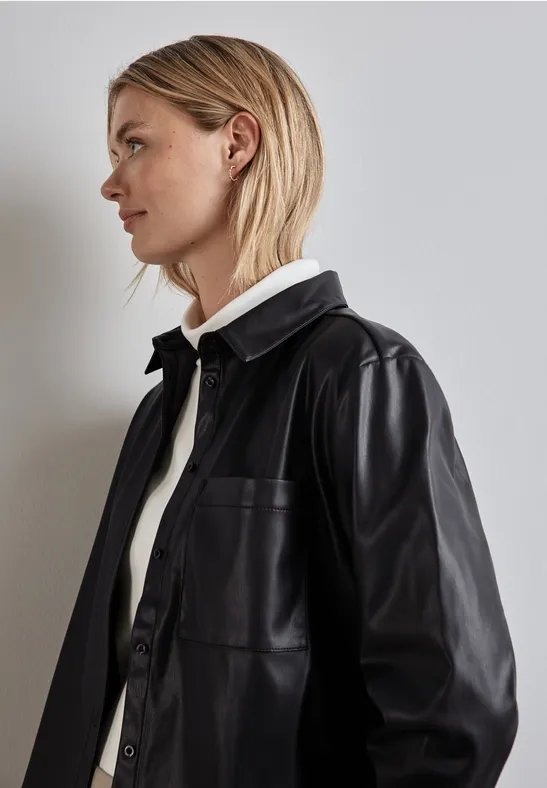 Street One Bluse In Leder-Optik