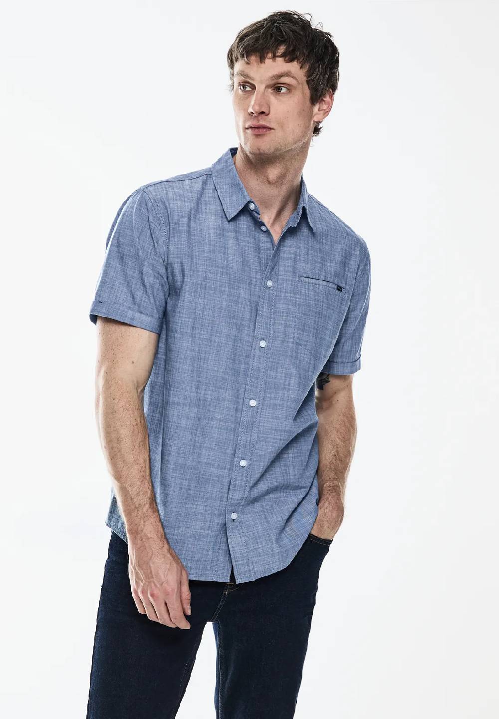 Street One Chambray Kurzarmhemd